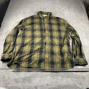 Duluth Trading Co Relaxed Fit Flannel Shirt Mens 2XL Green Plaid Pockets